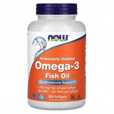 Now Foods, омега-3, очищенная на молекулярном уровне, 200 капсул Now Foods, омега-3, очищенная на молекулярном уровне, 200 капсул